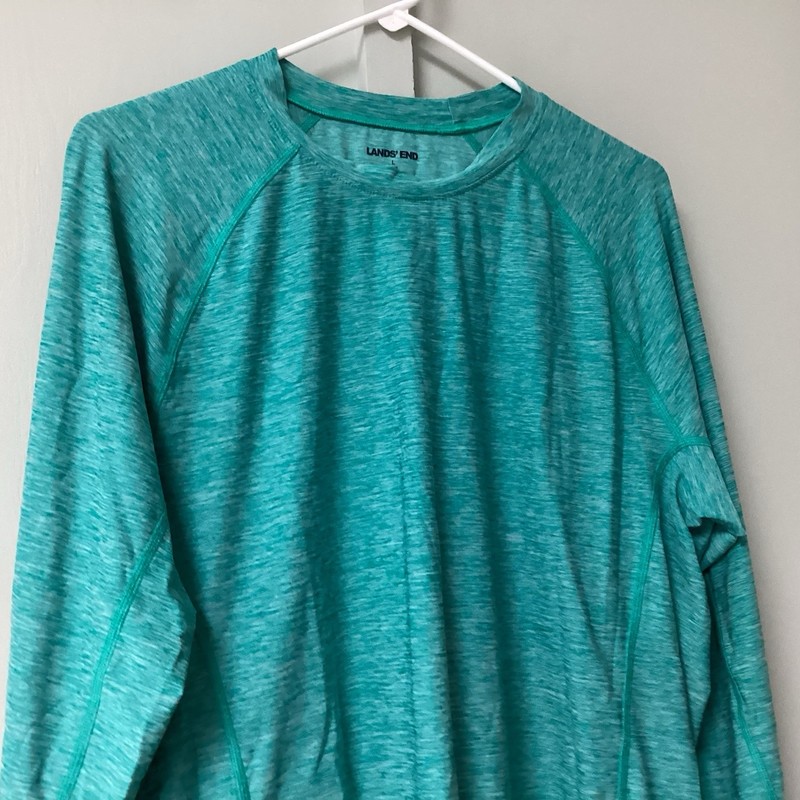 Lands End Long Sleeve Athletic Pullover Shirt - Mens Size L 42-44 Teal Stretch gallery