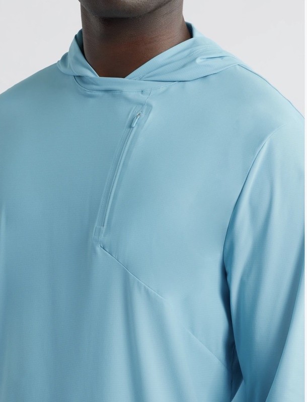 Johnnie-O Performance Mens Maxwell Hooded Long Sleeve Shirt Haze Blue•NWT•Large gallery