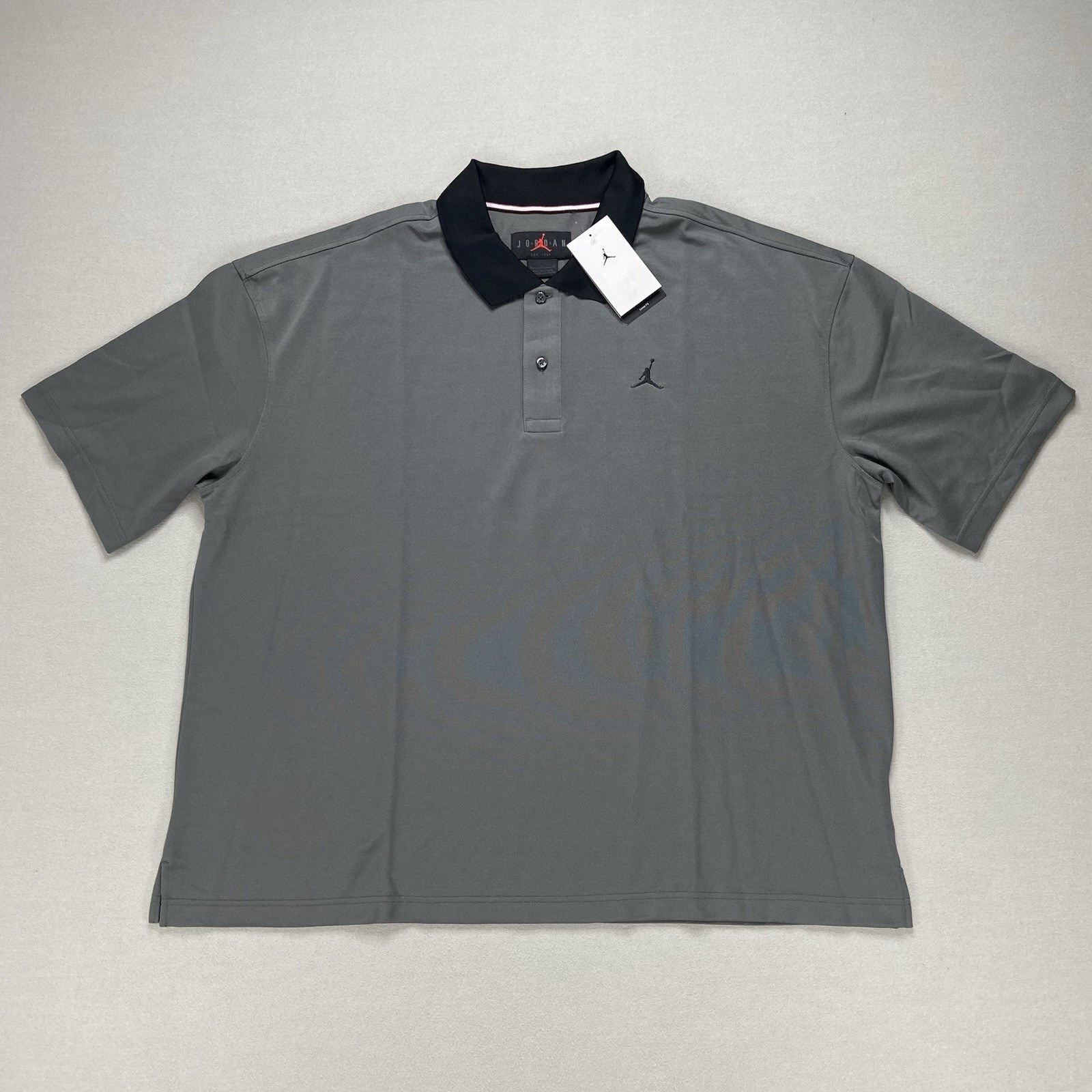 IB1041-068 Nike Air Jordan Brooklyn Men's Midweight Knit Polo Gray Black Size XL gallery