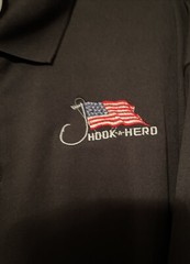 HOOK-A-HERO Hanes Men’s Shirt Cool Dri Black Size 2XL/2TG/2XG Embroidered Flag