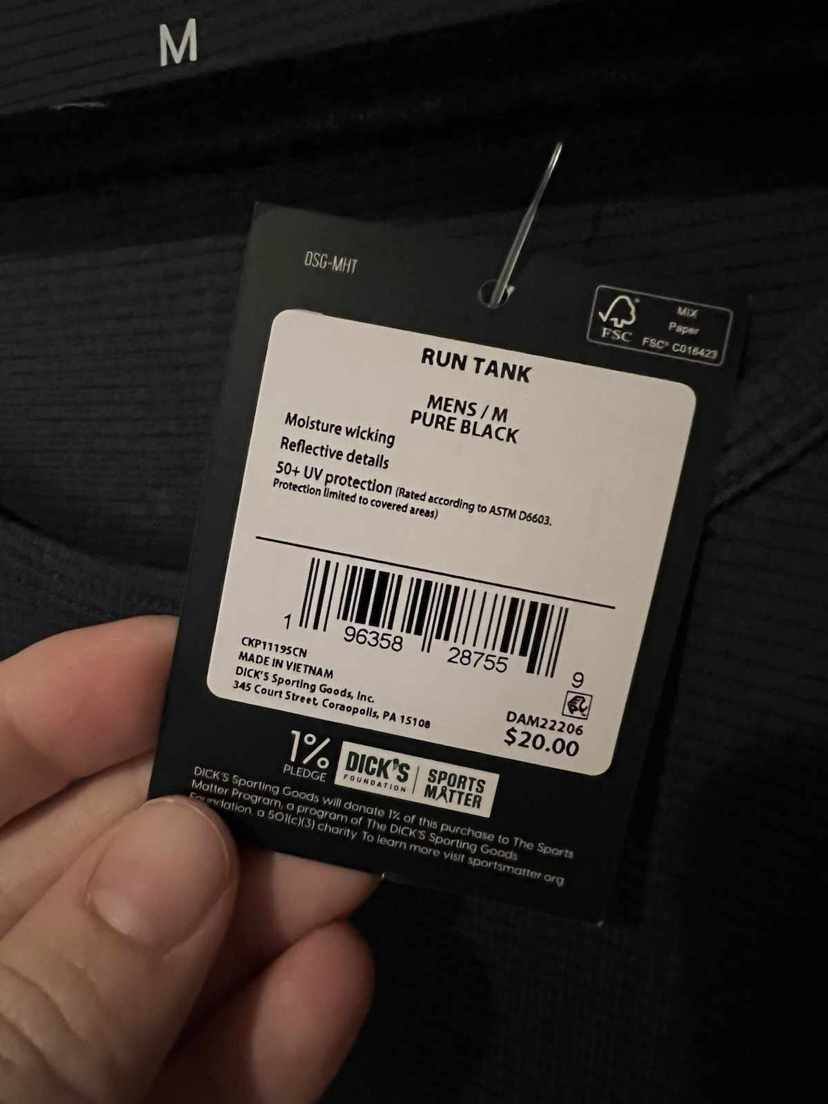 NWT DSG Men’s Tank Top Pure Black Size M Running Training Gymwear Activewear gallery