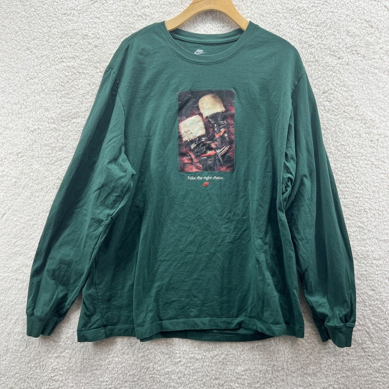 Nike Swoosh Logo Christmas Santa Boots Long-Sleeve Green Shirt Men’s XXL 2XL gallery