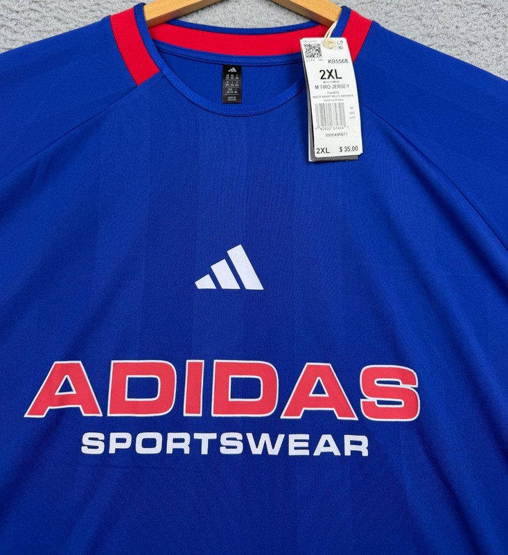 Adidas Multi-sport Jersey T Shirt Mens 2XL Royal Blue Short Sleeve Soccer NWT gallery