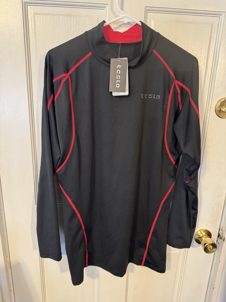 Tesla Performance Training Compression Long Sleeve Shirt Men’s Large Black New