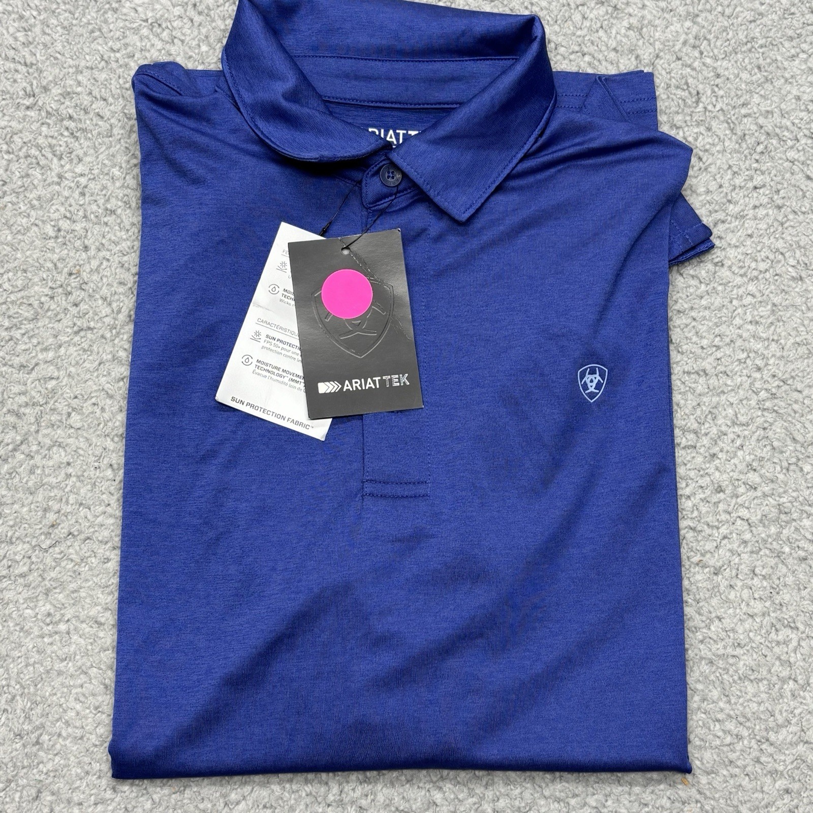 Ariat Tek Mens Charger 2.0 Performance Polo Small Venus Blue Golf Athleisure gallery