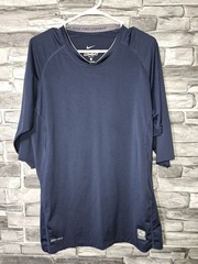 Nike Shirt Mens Blue Fitted Dri Fit Altered Sleeves Pro Combat Size L