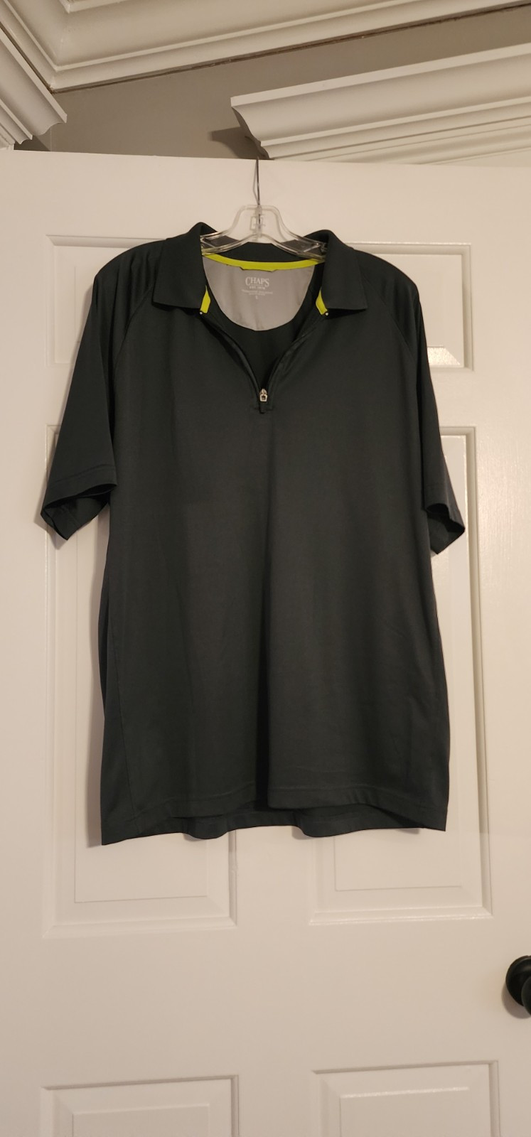 Chaps Mens Golf Quarter Zip Polo Short Sleeve Shirt Gray Size Large gallery