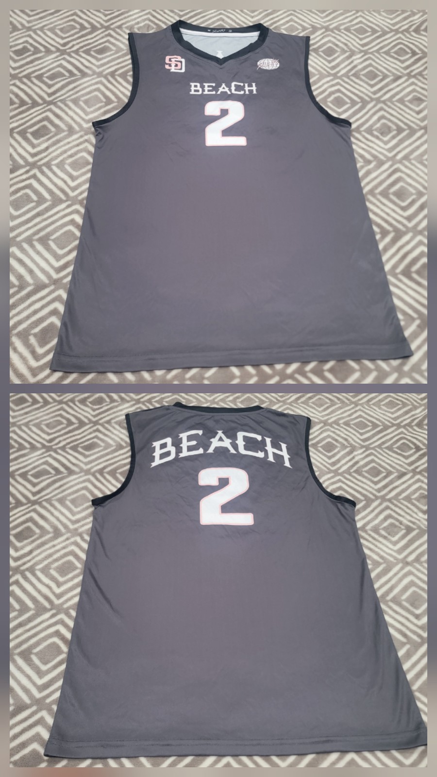 Slunks SD Beach Volleyball Club San Diego Jersey Men Medium Sleeveless Gray Pink gallery