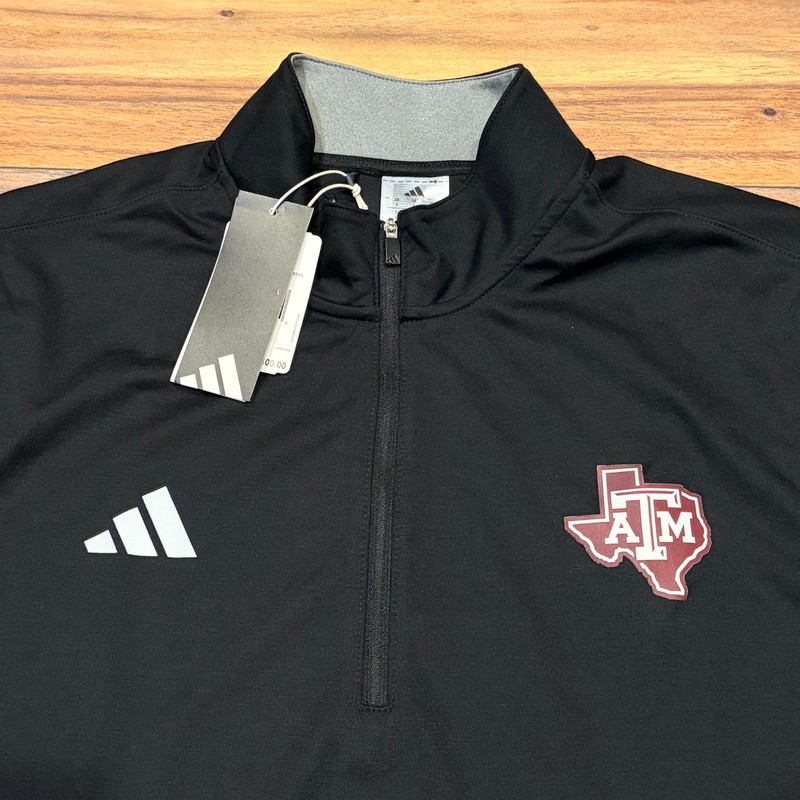 NEW Adidas Texas A&M Aggies Men's Elevated 1/4 Zip Top Sweater Black MSRP:$100 gallery
