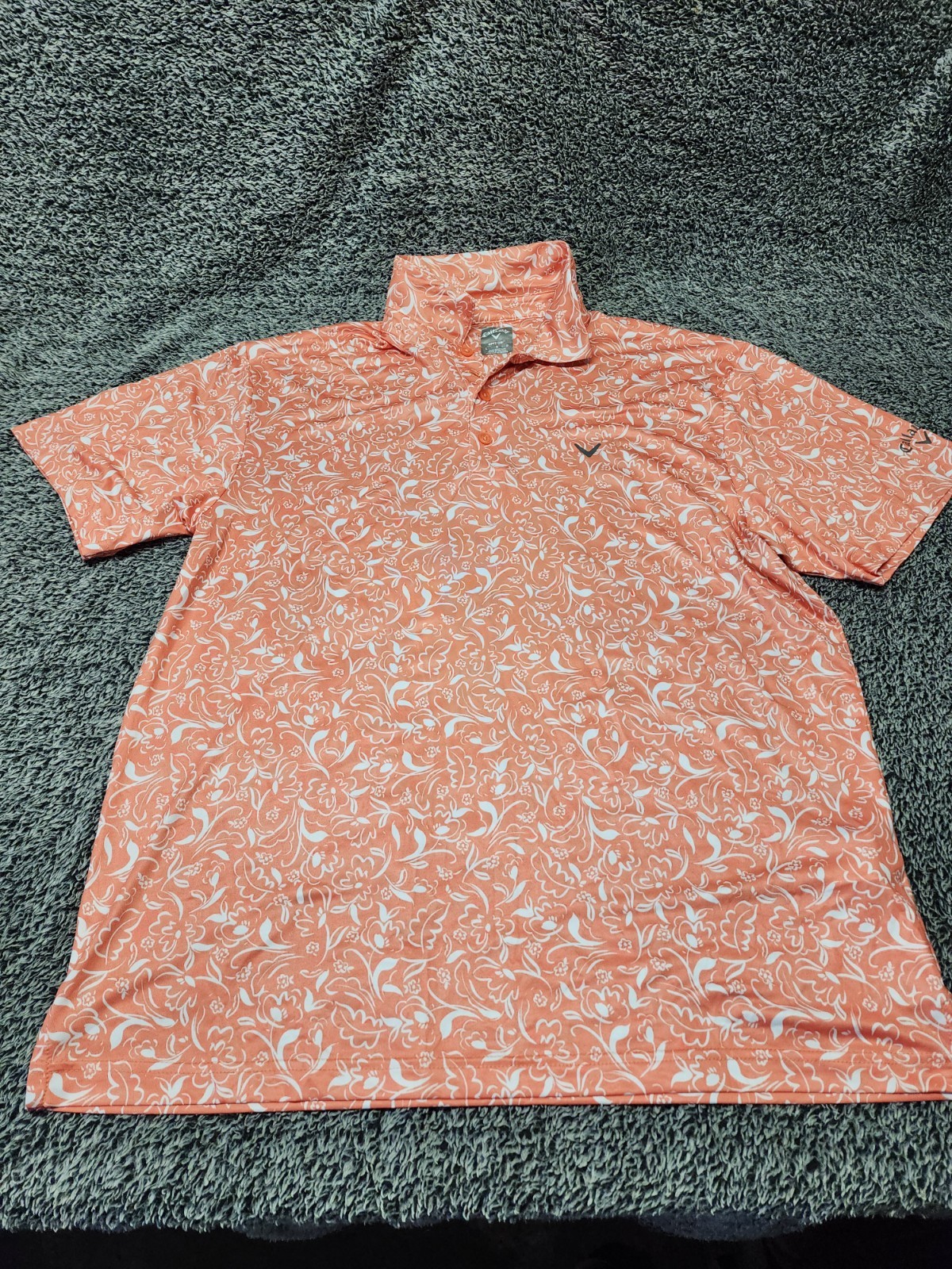 Callaway Coral Mens Large Golf Polo Shirt Opti-Dri Floral Sportswear Casual gallery