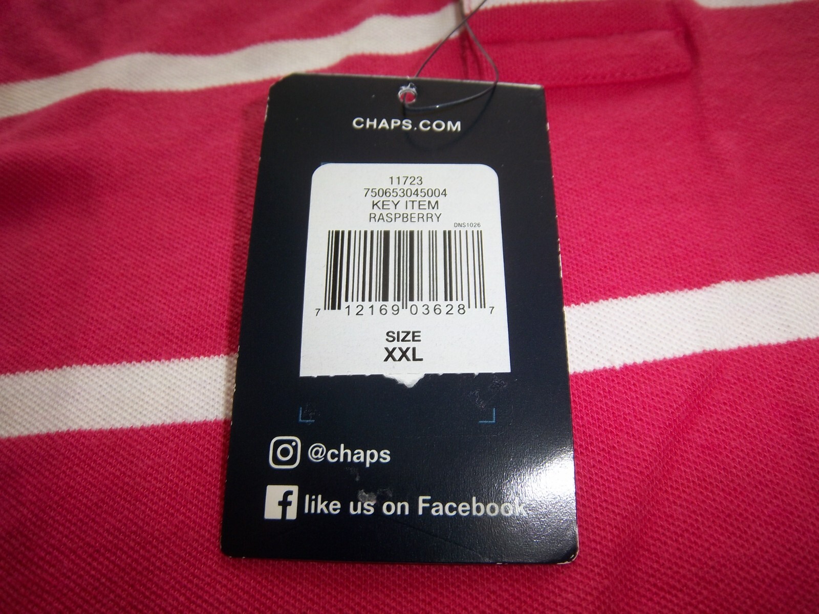 MENS CHAPS 2XLARGE PINK/WHITE STRIPED POLO SHIRT - NWT gallery