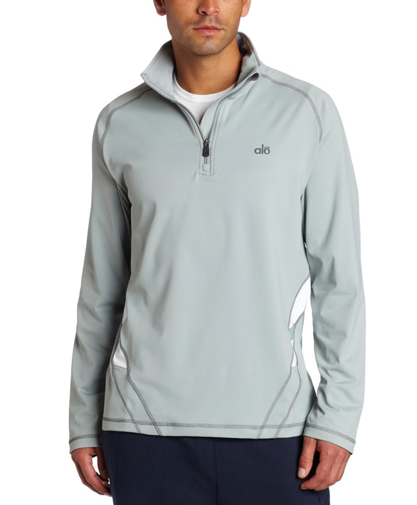Alo Yoga Men's Ash White Men's Speed Quarter-Zip Pullover Sweatshirt Sz XL