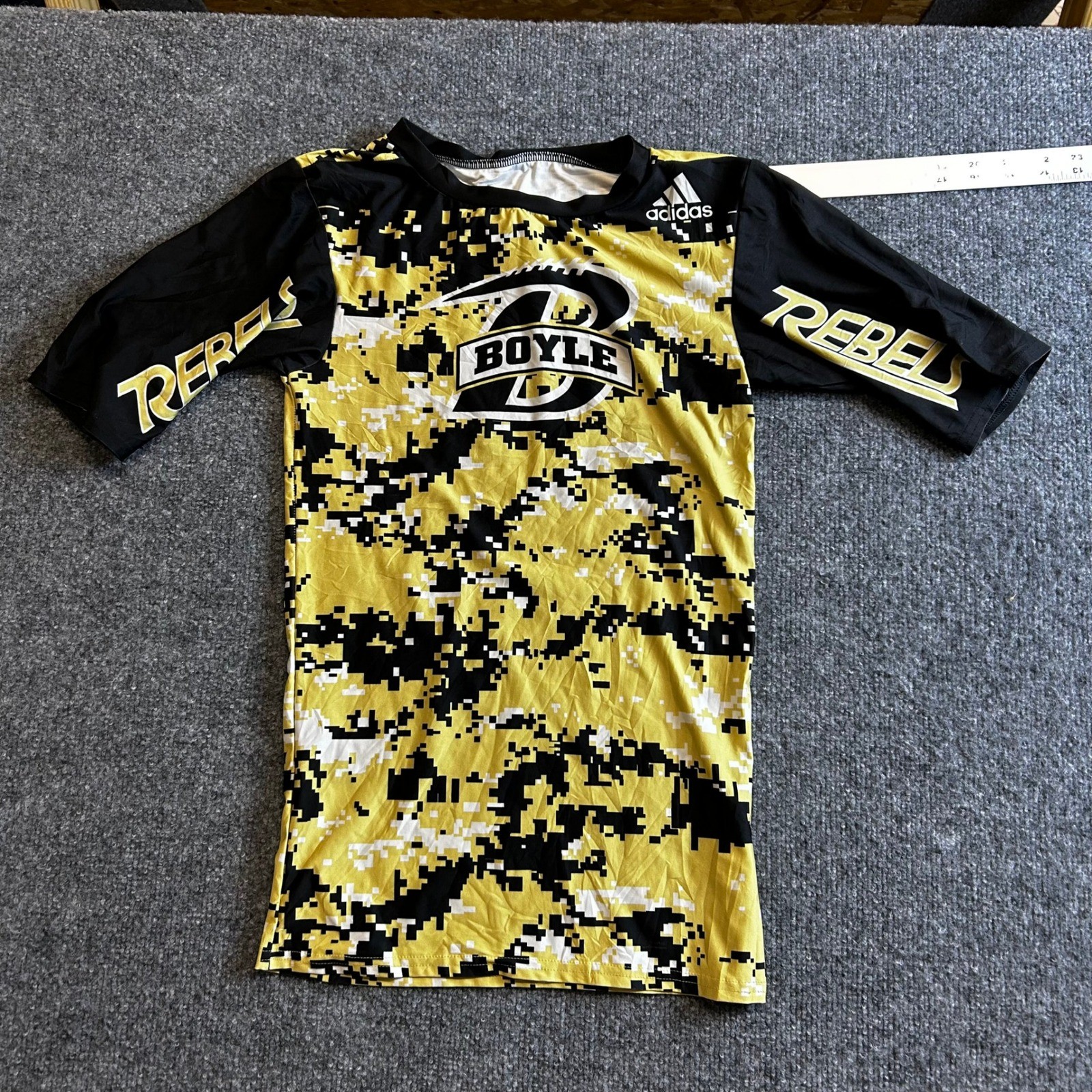 Adidas Compression Shirt Mens Size M Yellow Black Digital Camo Boyle Rebels 47 gallery