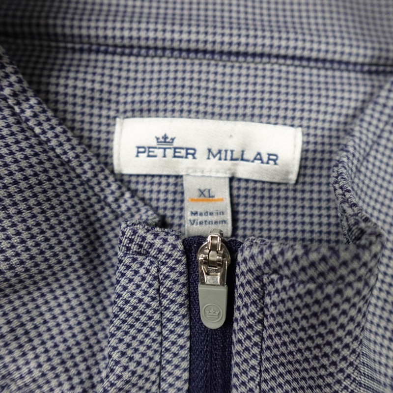 Peter Millar Pullover Mens XL 1/4 Zip Golf Perth Performance Gray Houndstooth gallery
