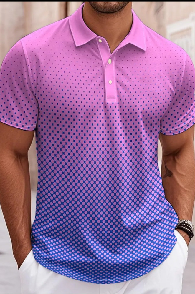 NWOT Ombre Performance Polo Golf Shirt 3XL XXXL Gradient Blue, Purple, Pink NEW