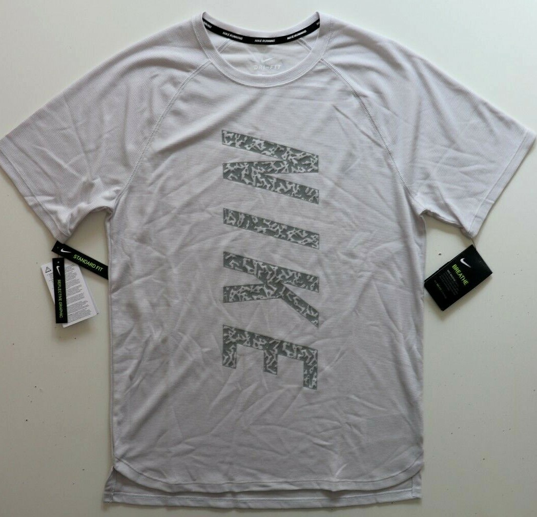 NIKE DRI FIT MILER LOGO WAFFLE RUNNING SHORT SLEEVE TOP GREY 929475-092 MEN S gallery