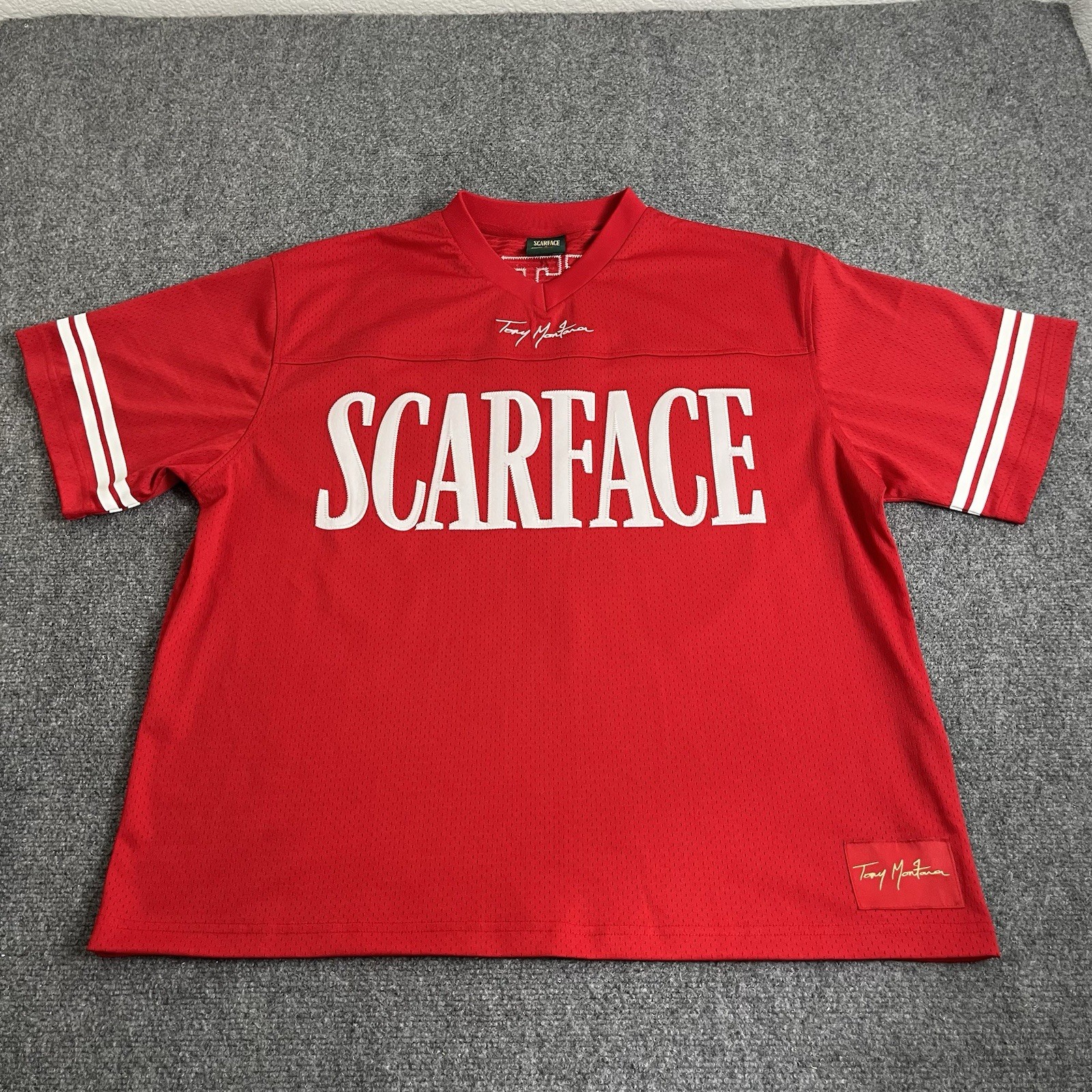 Shoe Palace X Scarface Tony Montana Jersey Adult Large Red White 83 Mens gallery