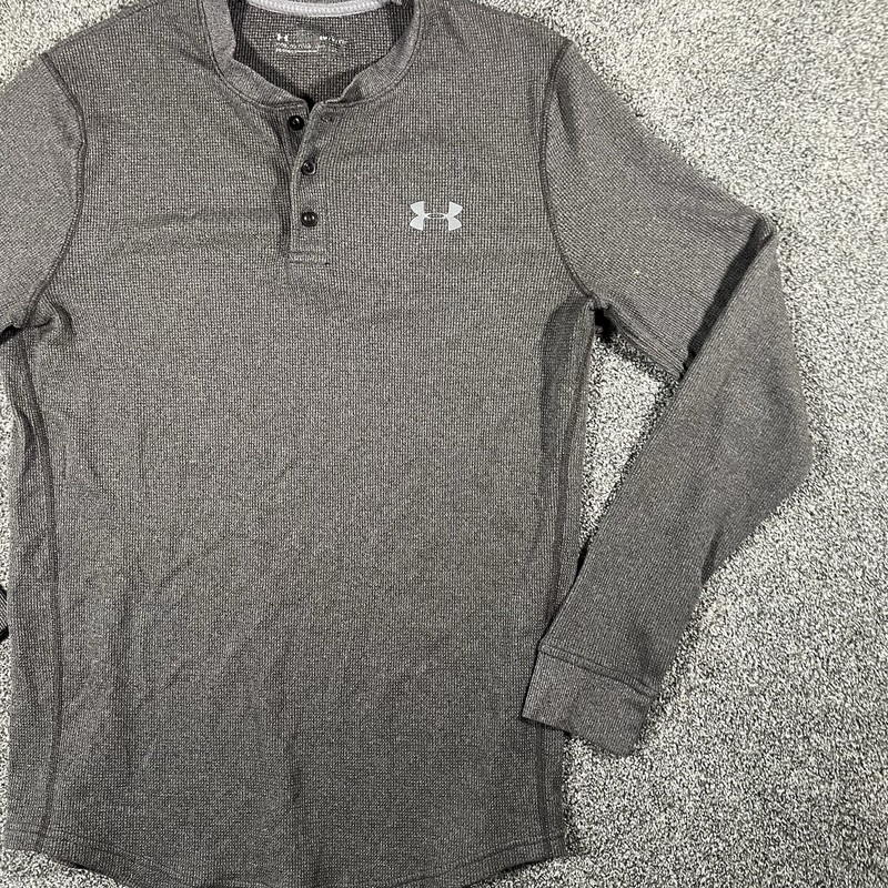Under Armour Waffle Knit Henley Shirt Mens Small Gray Long Sleeve Thermal gallery