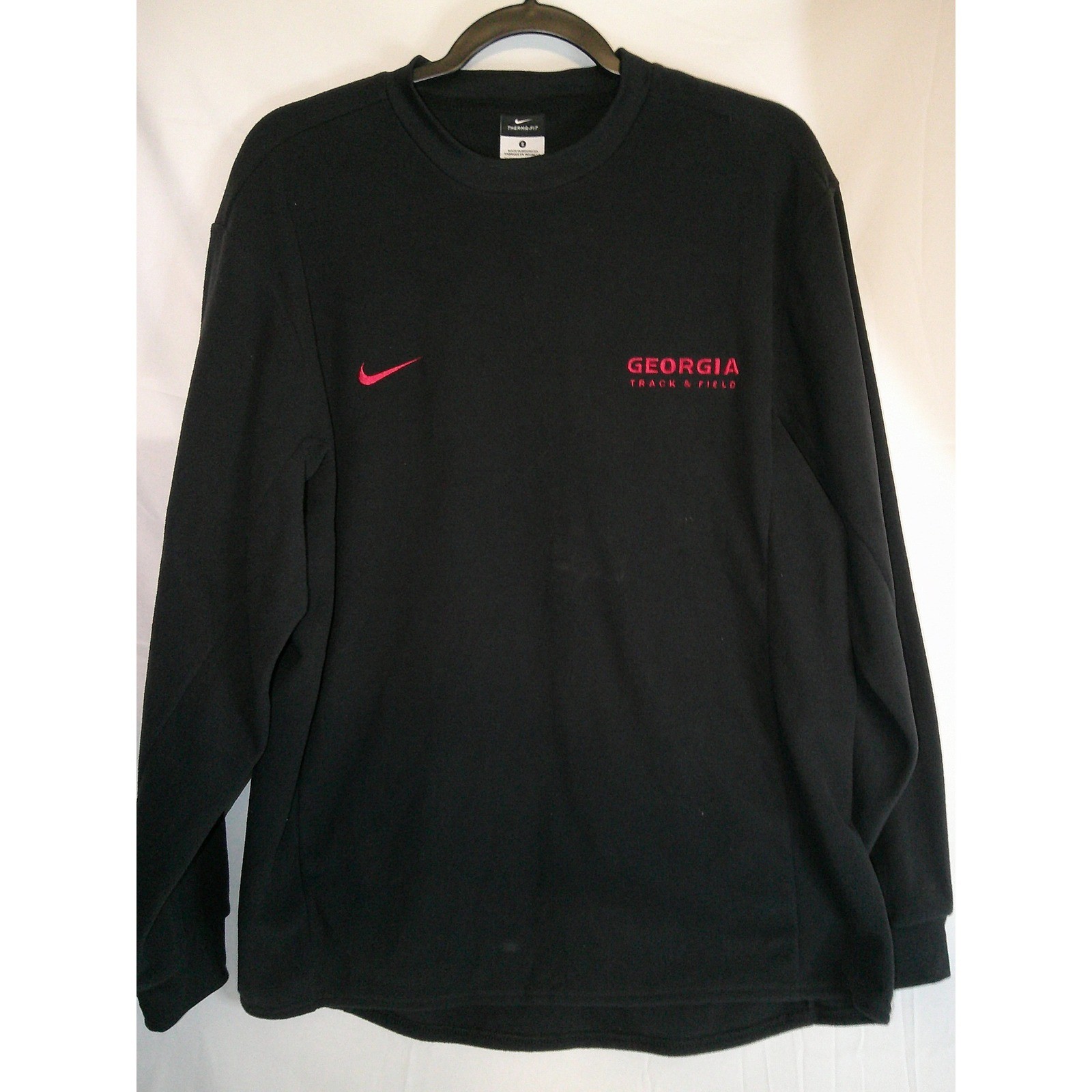 Rare Nike Georgia Track & Field Therma-FIT Long Sleeve Fleece Pullover Mens S gallery