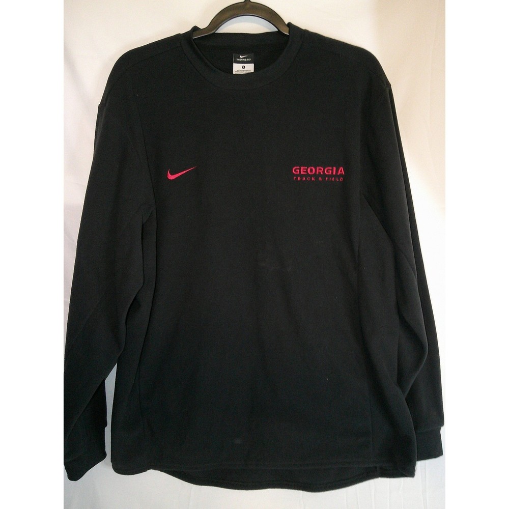 Rare Nike Georgia Track & Field Therma-FIT Long Sleeve Fleece Pullover Mens S