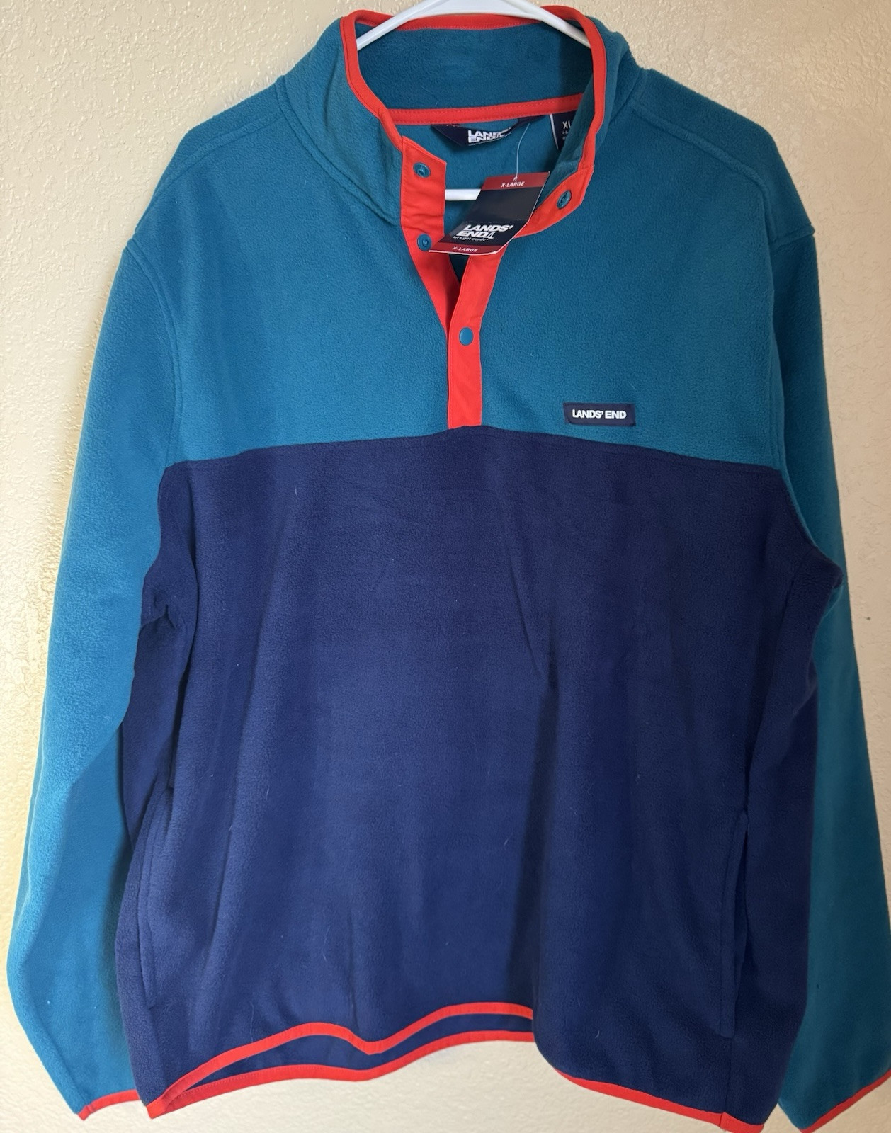 Men’s Lands' End Fleece 1/4 Snap Pullover Sweatshirt Size XL gallery