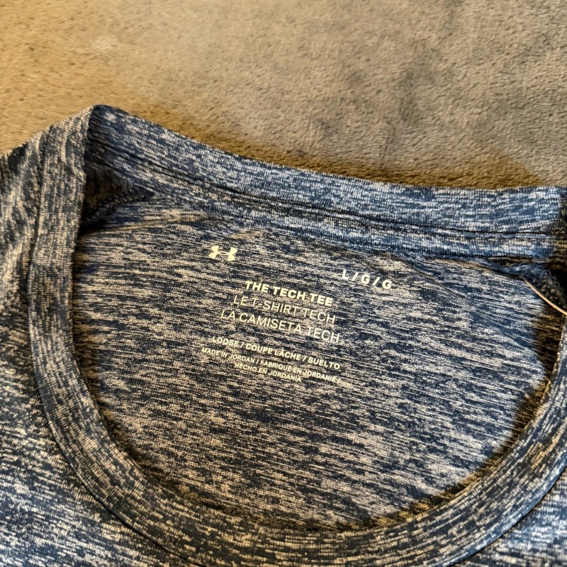 Under Armour Tech T-Shirt Loose Fit Short Sleeve Heather Blue Mens Large NWT gallery