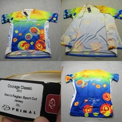 Primal Cycling Jersey Mens XXL Blue Courage Classic 2012 Raglan Sport Cut NEW