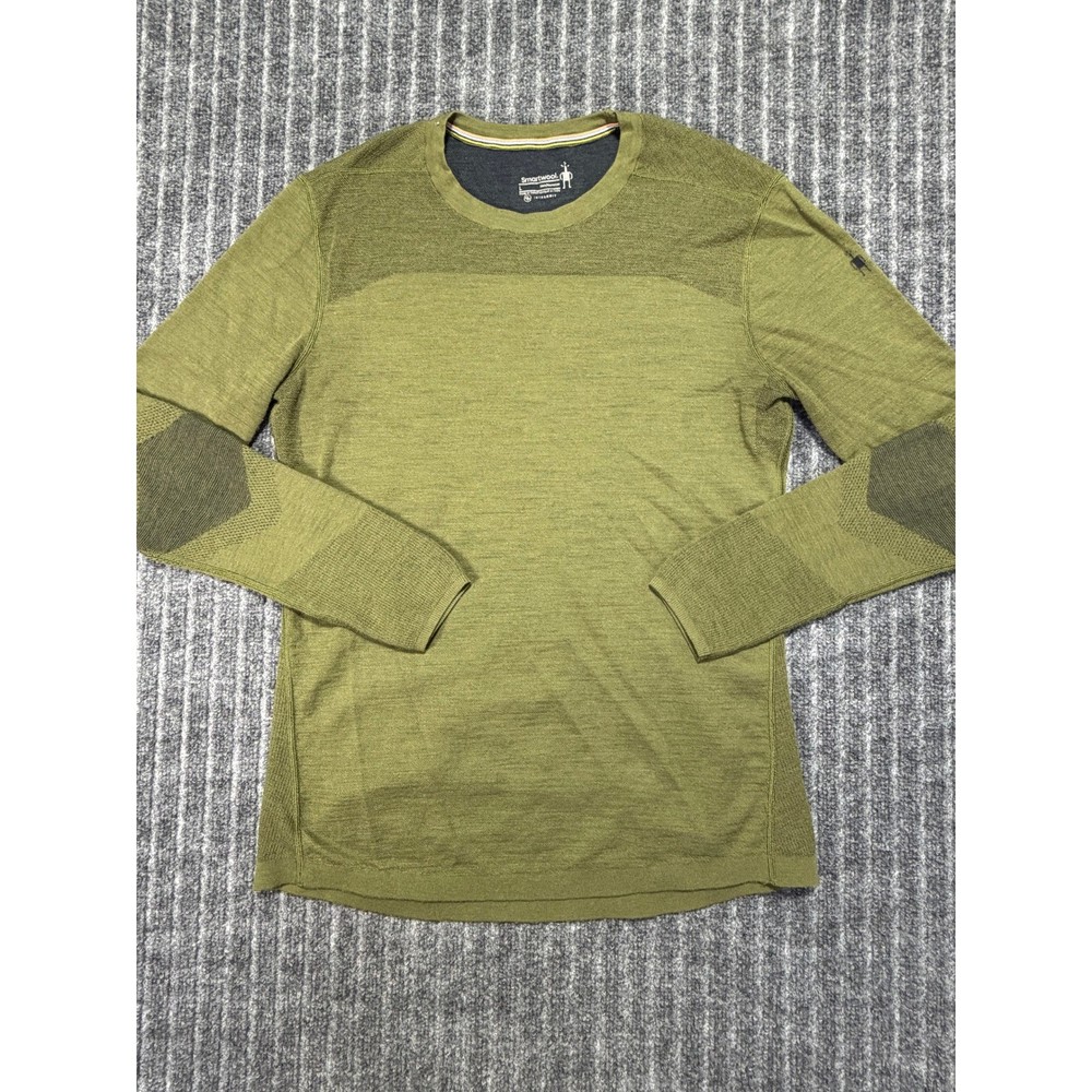 Smartwool Intraknit Base Layer Men Large Green Merino Wool Long Sleeve Outdoors