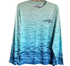 Reel Life Fishing Shirt Mens Sz Medium Polyester Long Sleeve Athleisure Water