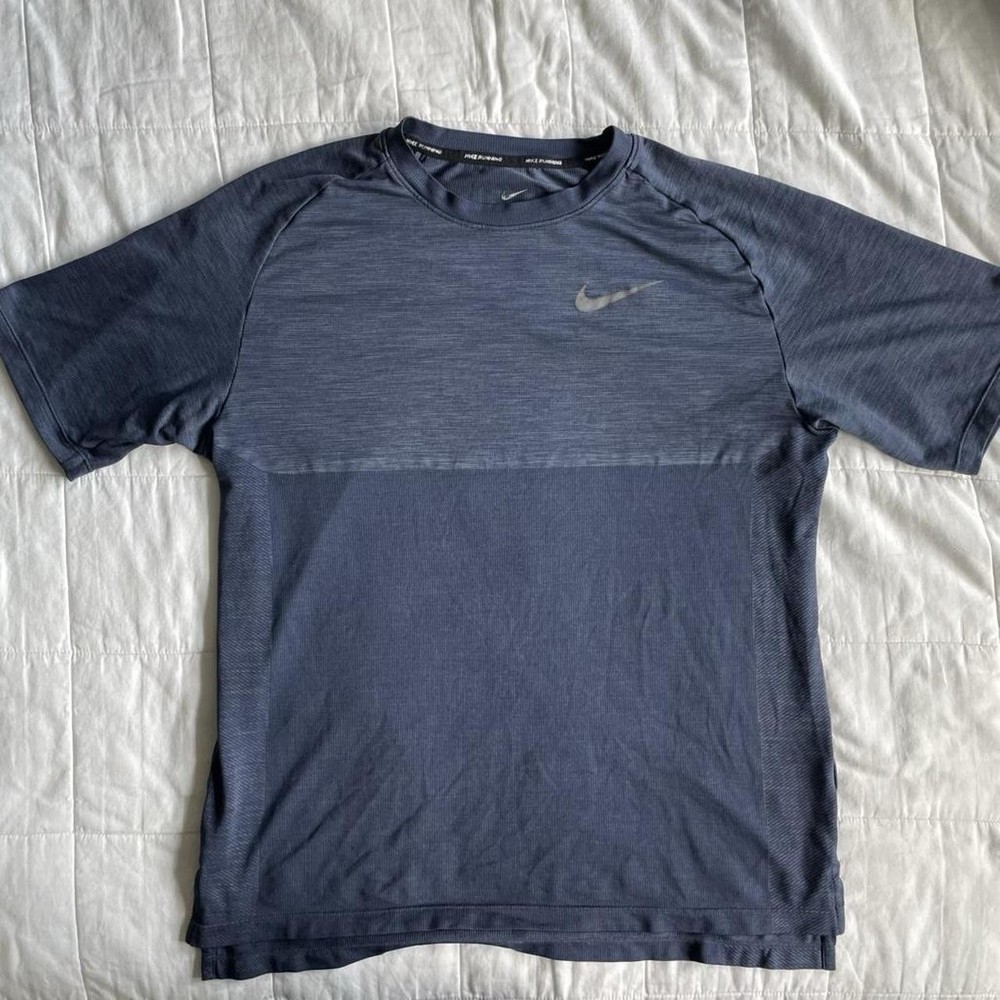 Nike Running Men's Dri-FIT Medalist Blue Short-Sleeve Running Top - M