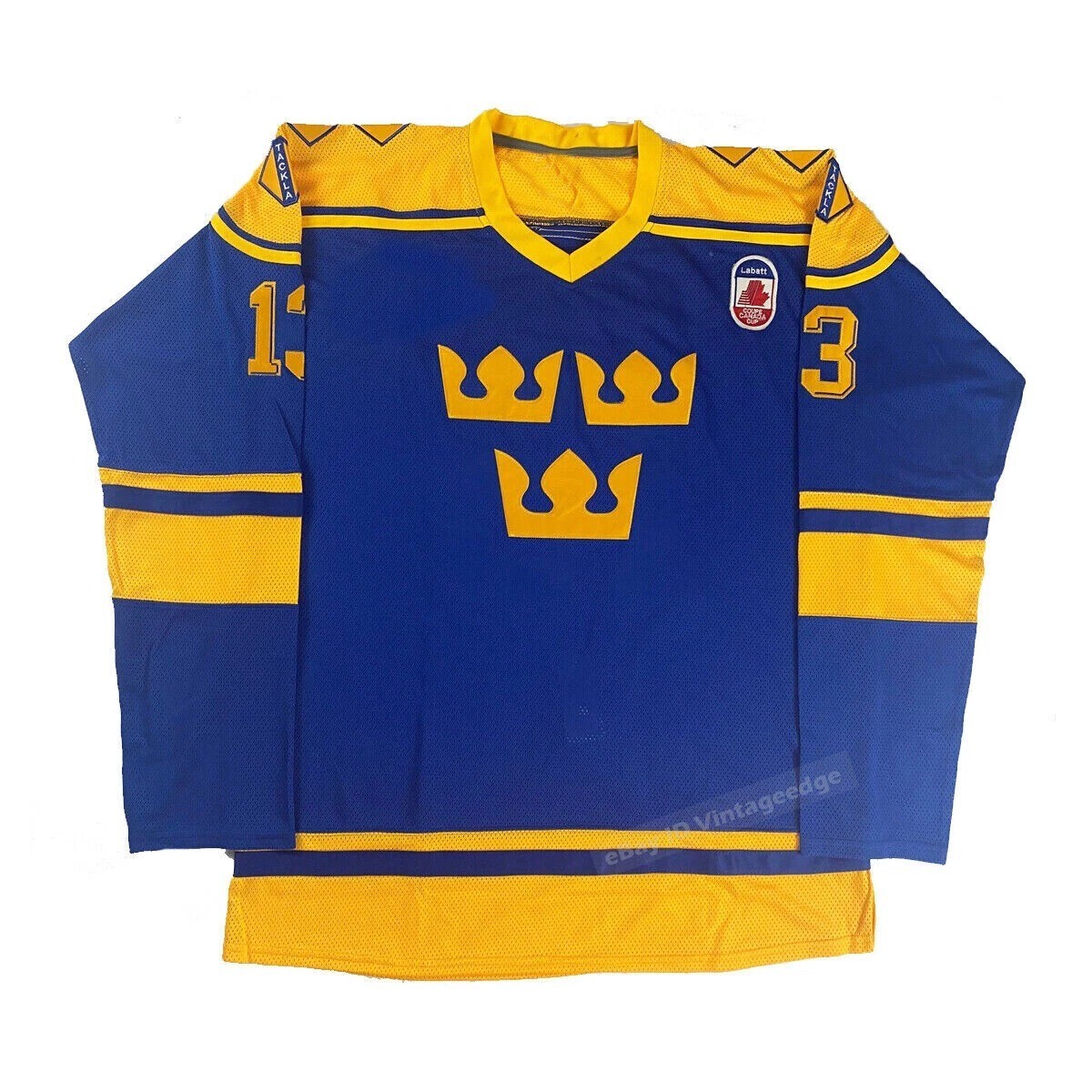 1991 Sundin #13 Team Sweden Hockey Jersey Blue Embroidered Custom Names gallery