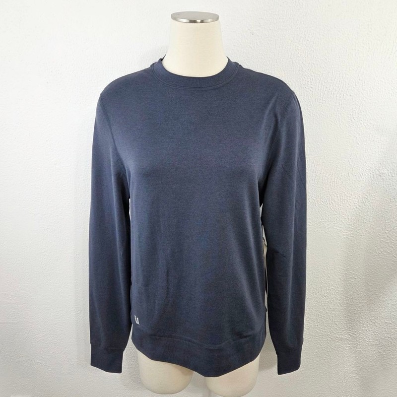Vuori Ponto Performance Crew long sleeve tee Azure Heather blue men's small NWT gallery