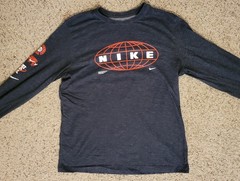 Nike Dri-FIT Men’s L Activewear Long Sleeve T-Shirt Black Orange Globe Graphic