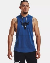 Under Armour Project Rock BSR Bull Sleeveless Hoodie Men’s Size Small Blue