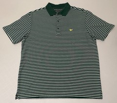 Masters Collection Polo Shirt Mens Large Green Striped Short Sleeve Pima Cotton
