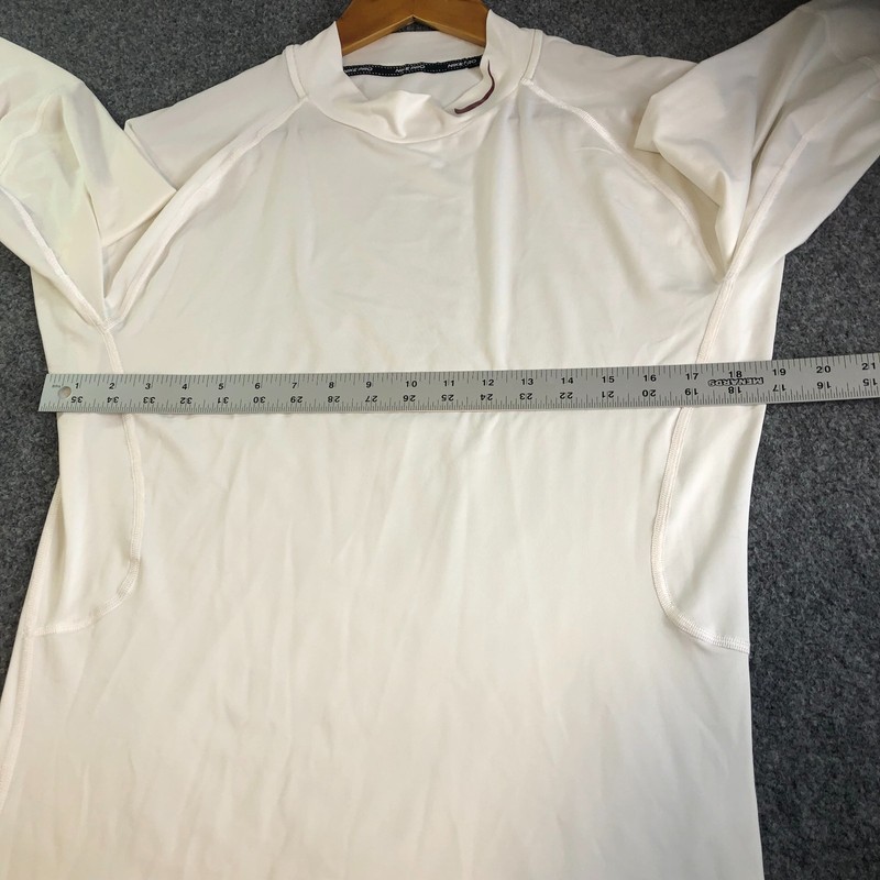 Nike Pro Shirt Mens XL White Fitted Compression Long Sleeve Gym Mock Neck Tight gallery