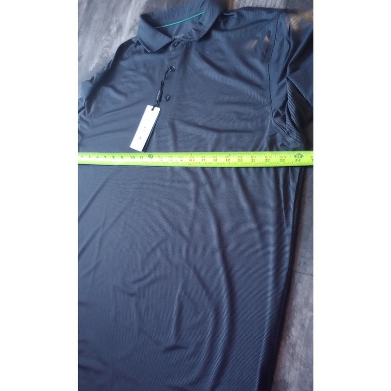 Michel Rouen Men's Size XLarge Blue Pinstriped Performance Polo, NWT gallery
