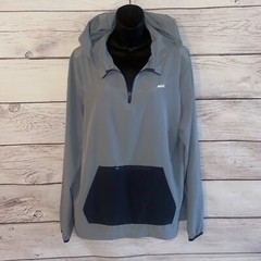 Skora Qwick Dry Mens 1/4 Zip Shirt M Blue Hooded Long Sleeve Pocket Run Real B99