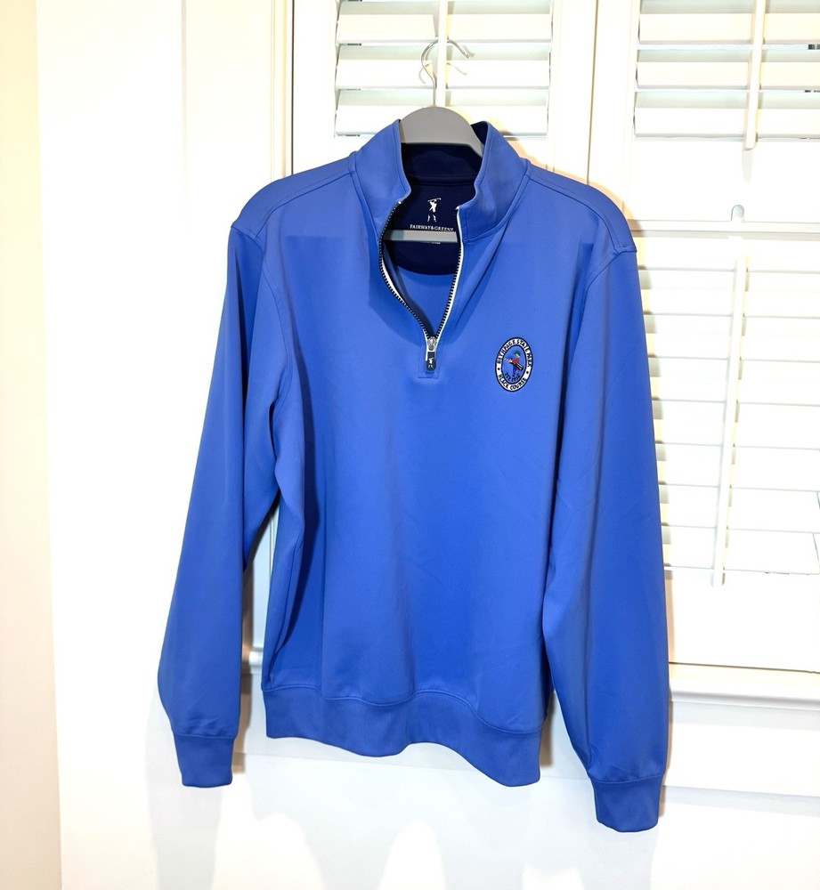 Men's FAIRWAY & GREENE 1/4 Zip Pullover M Blue New Bethpage State Park Gift