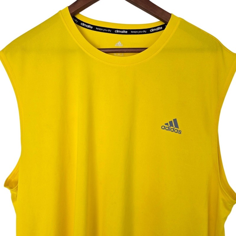 Vintage Y2K Adidas Climalite Bright Yellow Sleeveless Performance Crew Size 2XL gallery