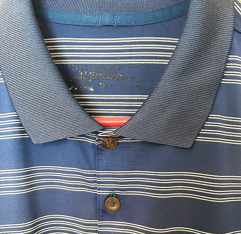 Mens Nike Golf Tour Performance Royal Stripe Short Sleeve Dri-Fit Polo Shirt XL gallery