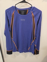 Gore Running Wear Blue Orange Black Men’s Long Sleeve Shirt Layer Size Small