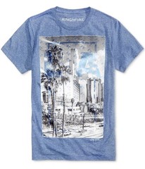 Ring Of Fire Mens LA Clear Graphic T-Shirt, blue, M