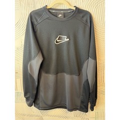 Nike Black Perforated Athletic Crewneck with White Swoosh N0501