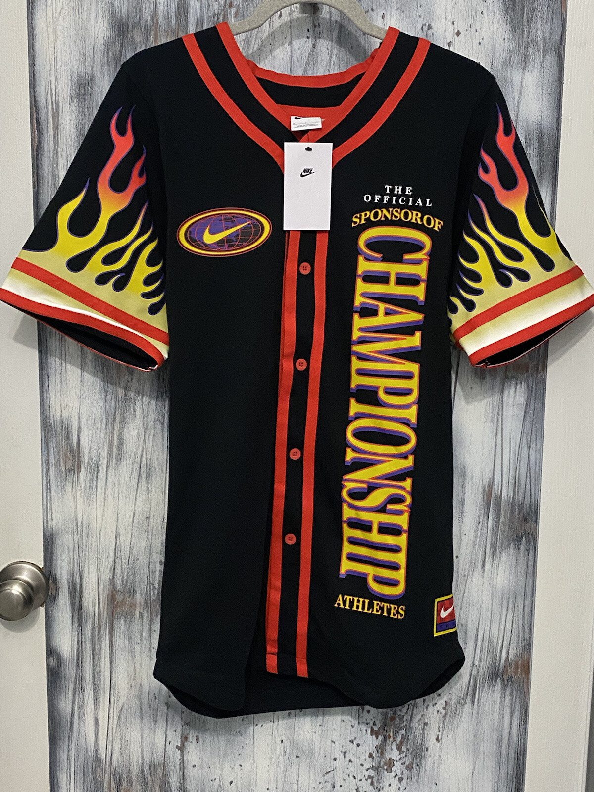 Nike Men’s Size Small Americana Flames Championship Baseball Jersey DV9642-010 gallery