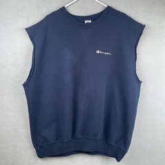 Vintage Champion Sleeveless Sweatshirt Navy Blue Cut Off Muscle Tee XXL 90s Gym