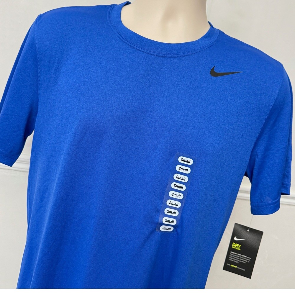 Nike Mens Dri-FIT Anti-Odor Training Shirt Royal Blue Short Sleeve Small NEW