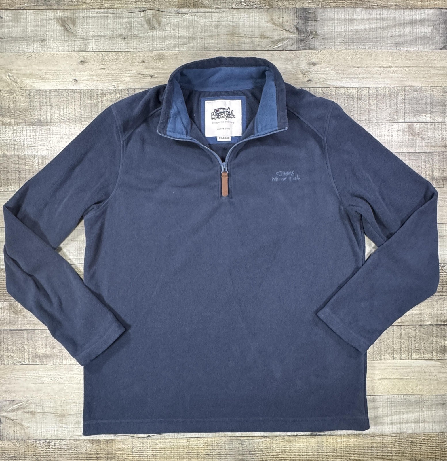 Weird Fish Sweatshirt Mens XL Blue Fleece 1/4 Zip Mock Neck Sweatshirt Pullover gallery