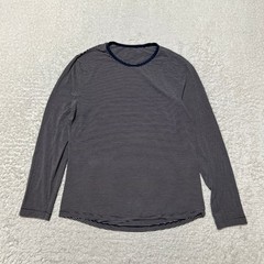 Lululemon Shirt Men Medium Blue Striped Knit Long Sleeve Running Casual