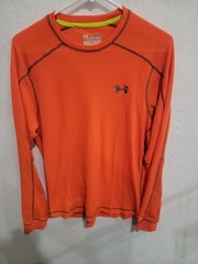 Under Armour Catalyst Orange Waffle Knit Long Sleeve Shirt AllSeasonGear Mens M